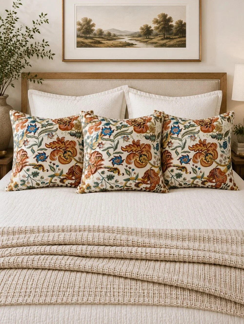 Pottery Barn Eleanor Palempore Percale Sham Set 3 Euro New
